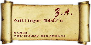 Zeitlinger Abbás névjegykártya